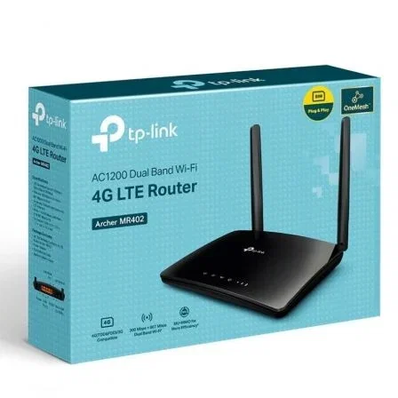 TP-Link Archer MR402 Router 4G LTE Inalámbrico AC1200 Doble Banda 2.4GHz 5GHz 2 Antenas WiFi 802.11ac TP-Link Archer MR402 Router 4G LTE Inalámbrico AC1200 Doble Banda 2.4GHz 5GHz 2 Antenas WiFi 802.11ac