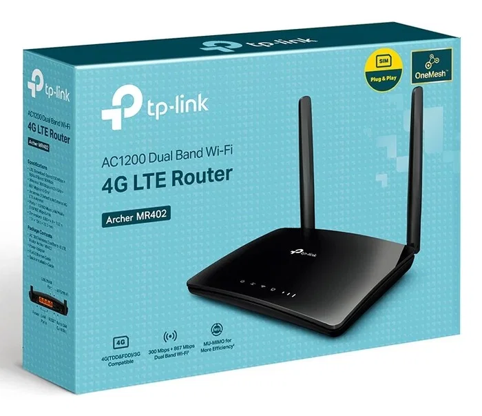 TP-Link Archer MR402 Router 4G LTE AC1200 de Doble Banda, Negro TP-Link Archer MR402 Router 4G LTE AC1200 de Doble Banda, Negro