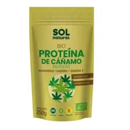 SOLNATURAL Proteína de Cáñamo en Polvo Bio 250 g - Vegana, Sin Gluten, con Omega 3, Hierro y Magnesio - Sg