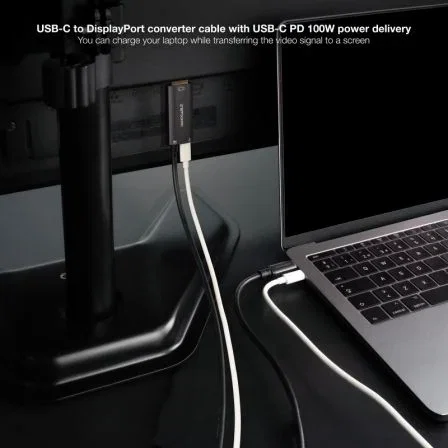 Nano Cable 10.15.5012 Cable USB-C a DisplayPort 8K 60Hz y carga USB-C PD 100W | 1.8 m | Negro | Compatible con Mac y Windows