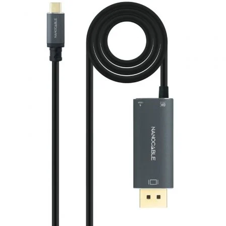 Nano Cable 10.15.5012 Cable USB-C a DisplayPort 8K 60Hz y carga USB-C PD 100W | 1.8 m | Negro | Compatible con Mac y Windows
