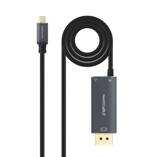 Nanocable Conversor USB-C a DisplayPort 8K con USB-C PD 100W, 1.8 m, Negro