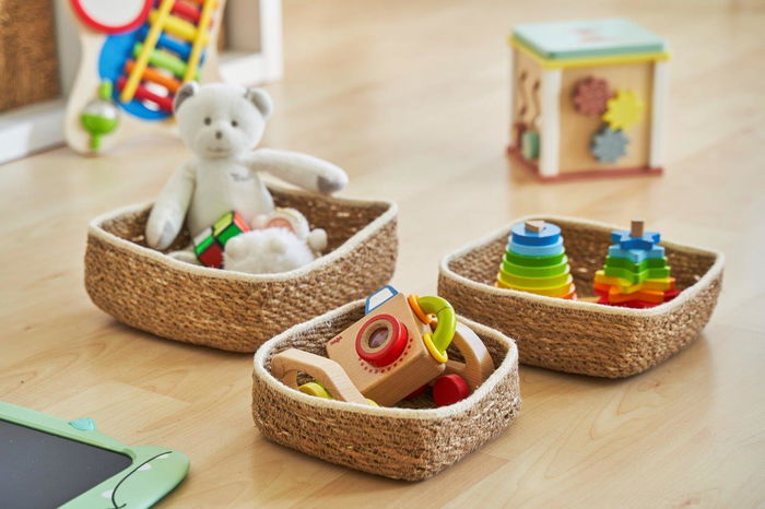 Privilege Set de 3 Cestas de Mimbre Cuadradas en Color Priz de 23 cm, 20 cm y 17 cm (4 Cajas)