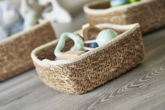 Privilege Set de 3 Cestas de Mimbre Cuadradas en Color Priz de 23 cm, 20 cm y 17 cm (4 Cajas)