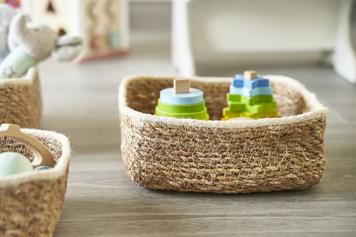 Privilege Set de 3 Cestas de Mimbre Cuadradas en Color Priz de 23 cm, 20 cm y 17 cm (4 Cajas)