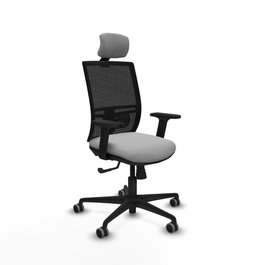 PIQUERAS Y CRESPO Silla de oficina Yunquera con mecanismo Sincro, Gris claro y Negro