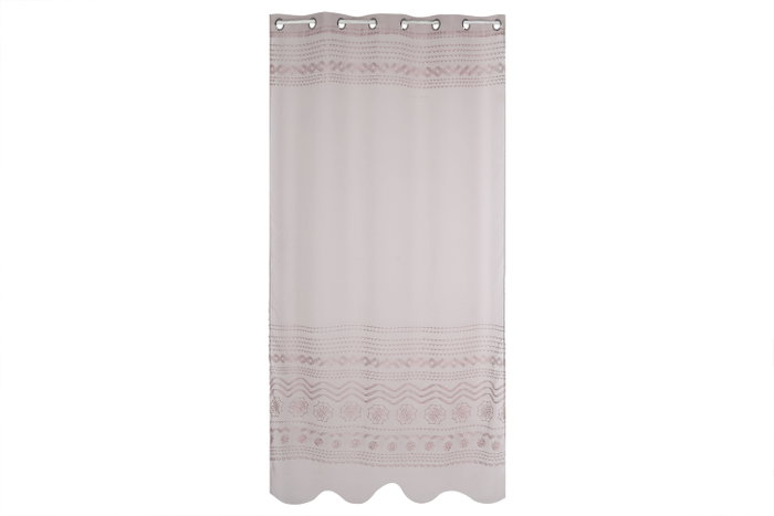 DKD Home Decor Cortina Boho Rosa Palo Poliester 260 x 140 cm (2 Unidades) Estilo Bohemio