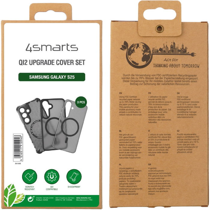 4smarts Qi2 Upgrade 3er Cover Set para Samsung Galaxy S25 - Fundas