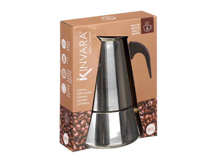 Kinvara Cafetera Induccion Jarra 6 Tazas Acero Inoxidable 14 x 19 x 11 cm (Set de 12)