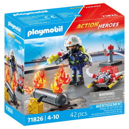Playmobil Bombero Con Bomba De Agua Action Heroes 71826 Juguete +4 Años