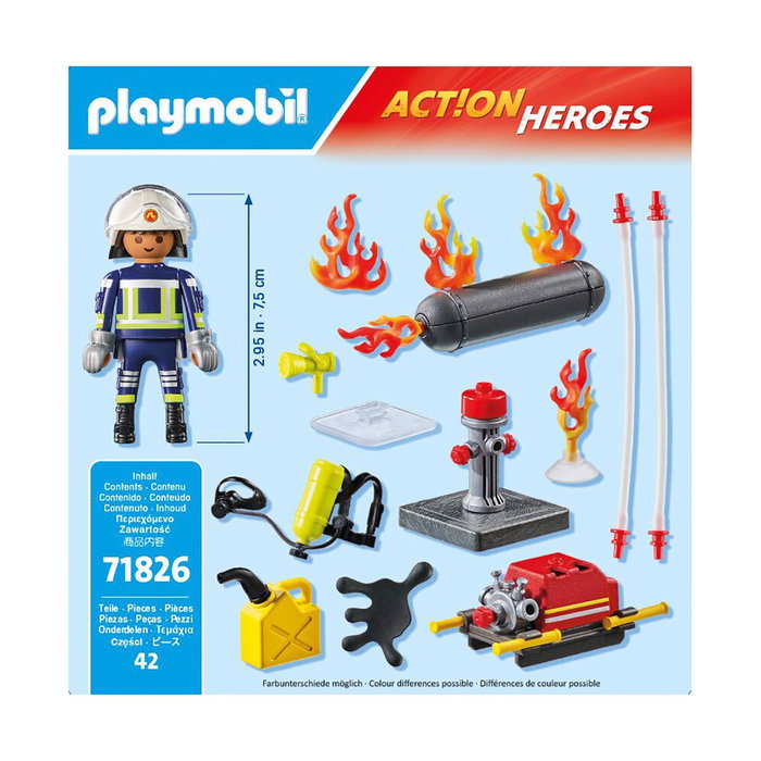 Playmobil Bombero Con Bomba De Agua Action Heroes 71826 Juguete +4 Años