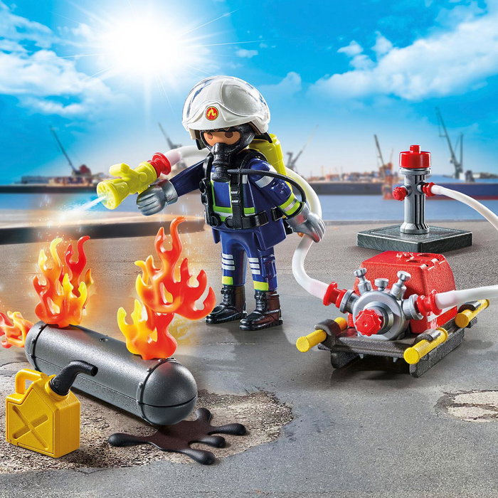 Playmobil Bombero Con Bomba De Agua Action Heroes 71826 Juguete +4 Años