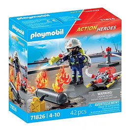 Playmobil Bombero con Bomba de Agua Action Heroes 71826