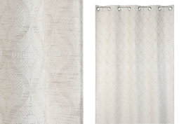 DKD Home Decor Cortina Tradicional Beige Poliester 260 x 260 x 140 cm Jaquard 8 Anillas
