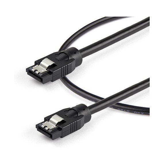 StarTech Cable SATA III Redondeado 0.3m / 30cm 7-pin Macho/Macho - 6 Gb/s - Negro (R)