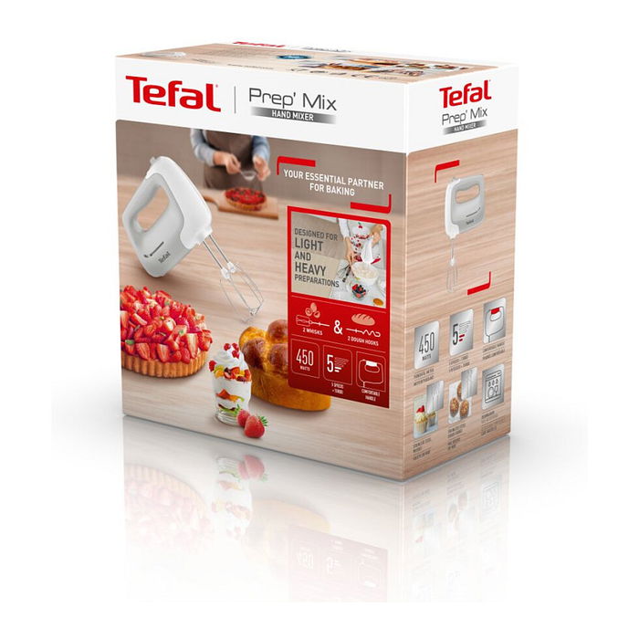 Tefal Batidora de Mano PrepMix HT HT450B 450W Blanco Tefal Batidora de Mano PrepMix HT HT450B 450W Blanco