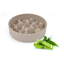 Nayeco Comedero Slow para Perro de Bambú, Antideslizante, para Alimentación Lenta, 800 mL, Color Beige