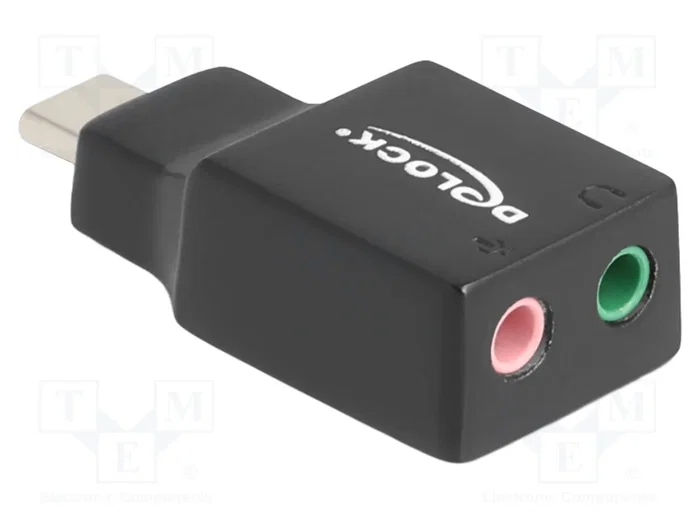 DeLOCK 67128 Tarjeta de sonido externa USB Type-C™ a 2 x 3,5 mm Negro