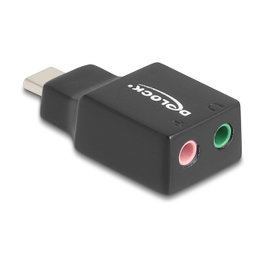 DeLOCK 67128 Tarjeta de sonido externa USB Type-C™ a 2 x 3,5 mm Negro