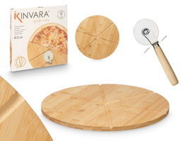 Kinvara Set de Tabla y Cortador de Pizza en Bambú y Metal