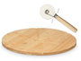 Kinvara Set Tabla y Cortador de Pizza Bambu y Metal, 35 x 35 x 1.5 cm (Set de 6)