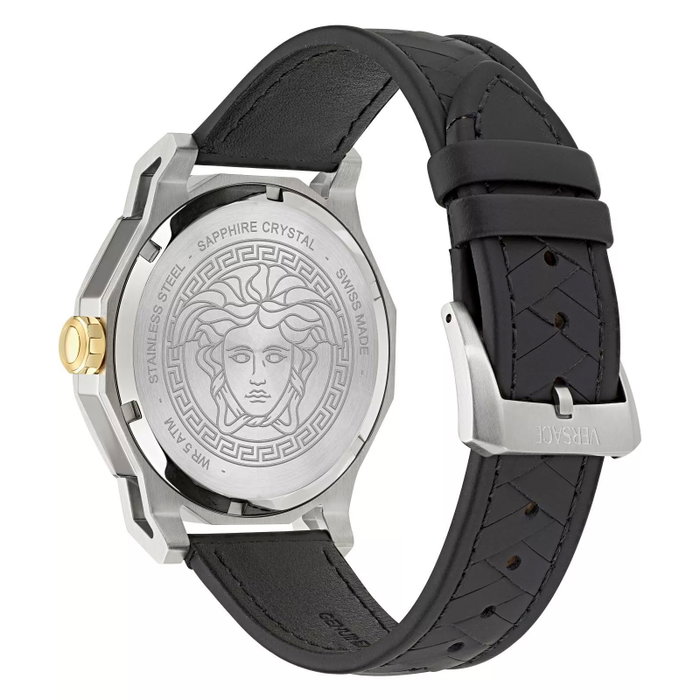 Versace VE9I00124 con correa de piel negra y esfera blanca