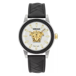 Versace VE9I00124 con correa de piel negra y esfera blanca