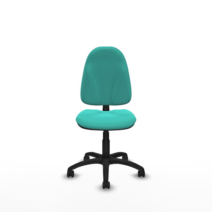Silla de oficina Algarra con mecanismo Contacto permanente básico tapizada con Similpiel color Turquesa. Equipada con Base poliamida negra, Sin brazos y Ruedas autofrenantes Silla de oficina Algarra con mecanismo Contacto permanente básico tapizada con Similpiel color Turquesa. Equipada con Base poliamida negra, Sin brazos y Ruedas autofrenantes