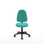 Silla de oficina Algarra con mecanismo Contacto permanente básico tapizada con Similpiel color Turquesa. Equipada con Base poliamida negra, Sin brazos y Ruedas autofrenantes