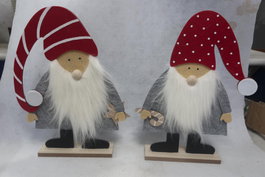DKD Home Decor Figura Navidad Tradicional Gnomo Rojo Gris MDF Fieltro 6 x 39 x 20 cm (4 Unidades)