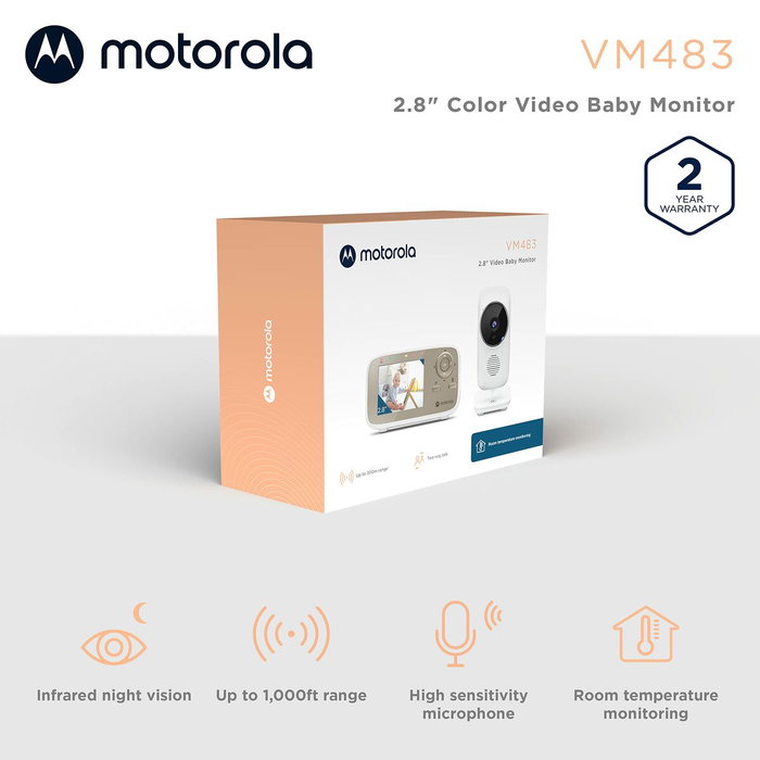 Motorola VM483 Vigilabebés de vídeo Oro, Blanco Motorola VM483 Vigilabebés de vídeo Oro, Blanco