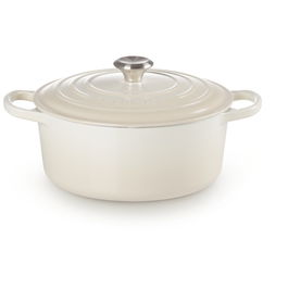 Le Creuset 21177267164430 Roaster redonda 26cm, 5.3L, Meringue, hierro fundido esmaltado, apta inducción