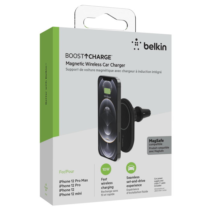 Belkin BOOST Charge Magnetic Wireless Car Charger 10W Negro WIC004BTBK Belkin BOOST Charge Magnetic Wireless Car Charger 10W Negro WIC004BTBK
