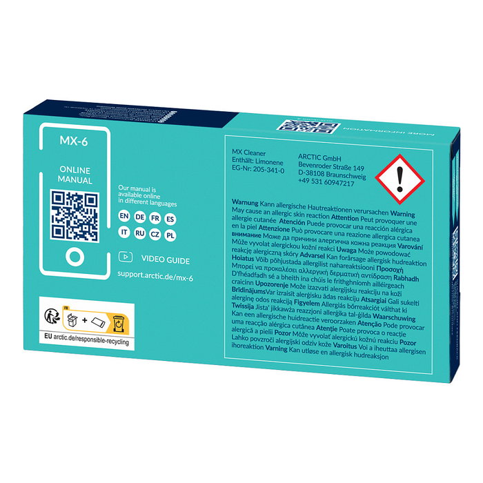ARCTIC MX-6 Pasta Térmica 4g con 6x MX Cleaner ARCTIC MX-6 Pasta Térmica 4g con 6x MX Cleaner