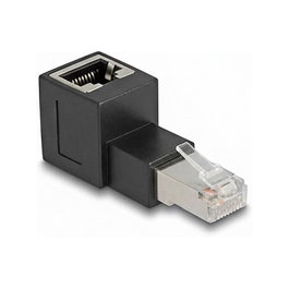 DeLOCK Adaptador RJ45 macho a RJ45 hembra Cat.6A 90° hacia arriba