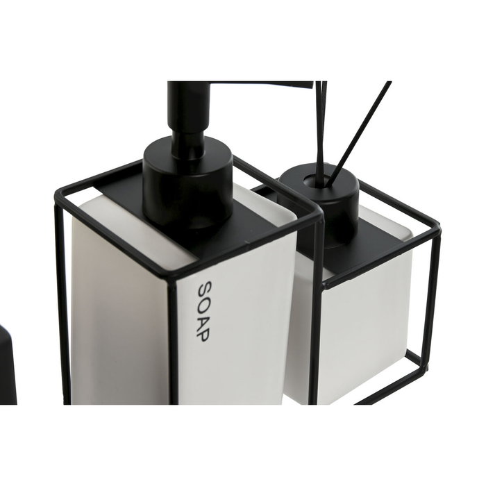 DKD Home Decor Set de 2 Accesorios de Baño en Dolomita Blanco y Negro, 300ML/10