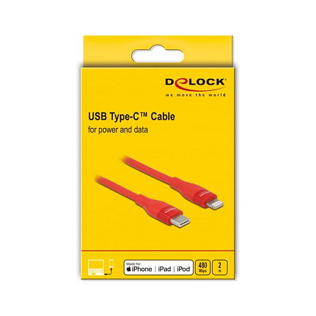 DeLOCK Cable USB Type-C a Lightning Rojo 2 m MFi