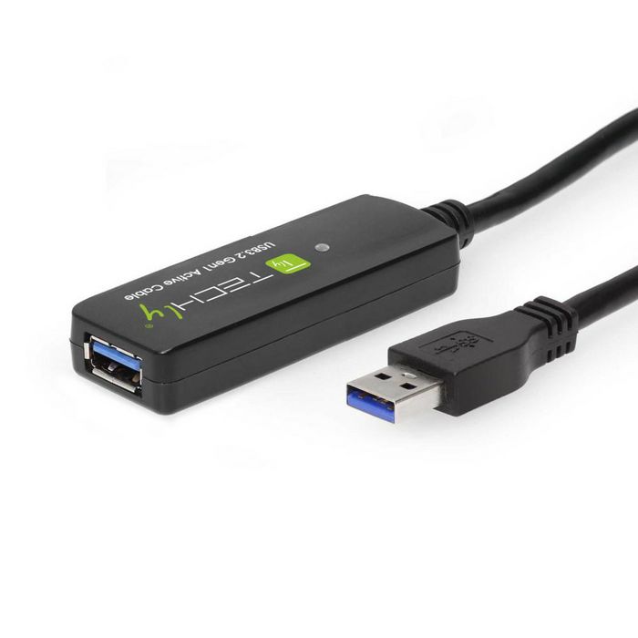 Techly Cable Extensor USB 3.2 SuperSpeed+ 10m Negro Señal Extender, Transfiere Datos hasta 5 Gbps