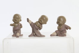 DKD Home Decor Figura de Resina Monje Surtido de 3