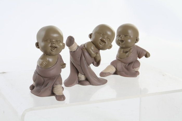 DKD Home Decor Figura de Resina Monje Surtido de 3 DKD Home Decor Figura de Resina Monje Surtido de 3