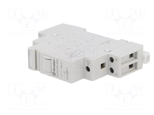FINDER Relé de instalación 20.23 biestable 24V DC 16A NC+NA