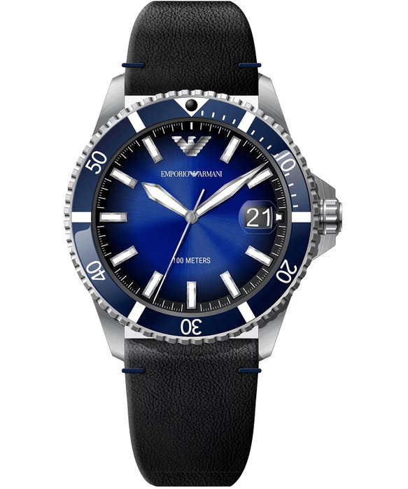 Armani AR11516 con correa de cuero negro y esfera azul Armani AR11516 con correa de cuero negro y esfera azul
