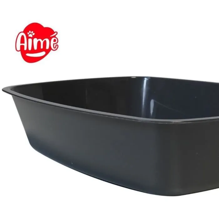Aime Bandeja de arena sin borde para gatos, bordes redondeados, 43 x 31 x 10 cm