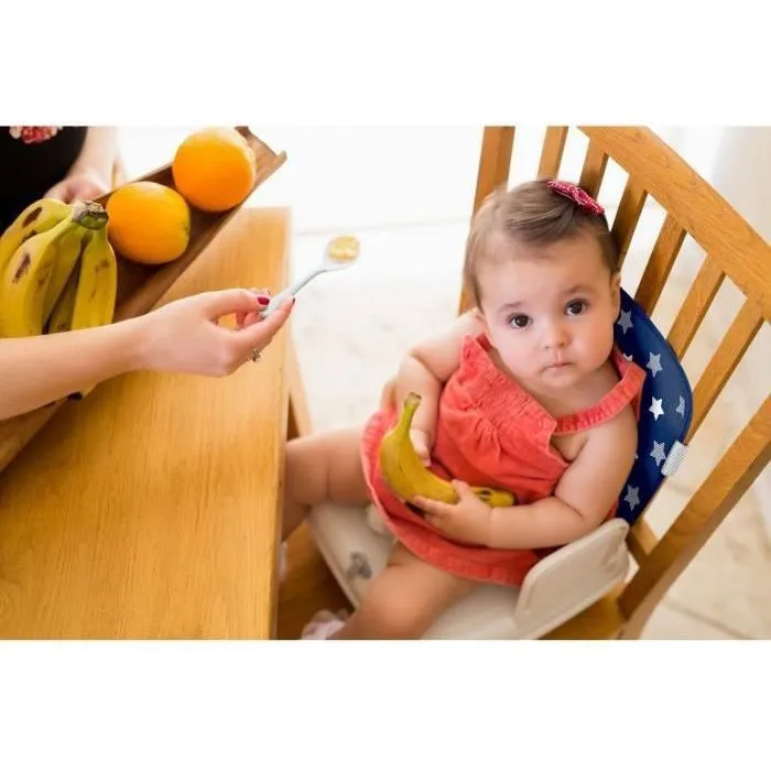 Benbat Silla Elevadora para Bebé Portátil, Lavable y Plegable para Mesa de Comedor con Arnés de Seguridad Ajustable - Azul Marino
