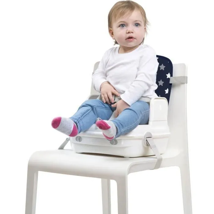 Benbat Silla Elevadora para Bebé Portátil, Lavable y Plegable para Mesa de Comedor con Arnés de Seguridad Ajustable - Azul Marino