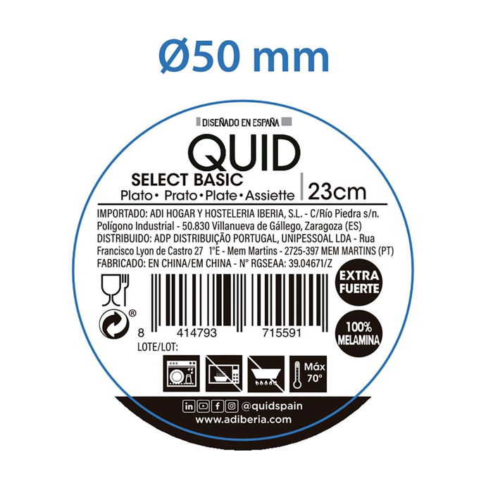 Plato Hondo Melamina Select Basic Quid 23 cm