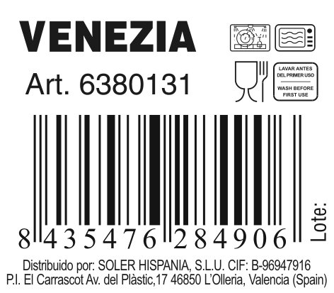 La Mediterranea Plato de Vidrio Venezia Ø 31 cm, Pack de 6 unidades