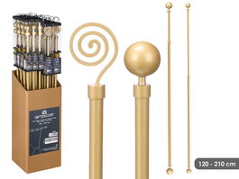 GIFTDECOR Barra Cortina Extensible 120-210 cm Dorado Metal y Plástico para Hogar (Set de 24)