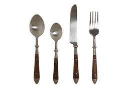 DKD Home Decor Cubertería 16 Piezas Inox y Acacia Natural Plateado 2 x 20 x 4.5 cm