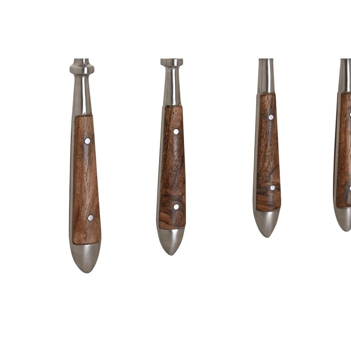 DKD Home Decor Set de Cubertería de 16 piezas en Acacia e Inox Natural